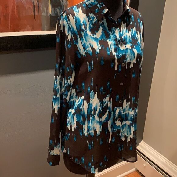 Derek Lam for Design Nation geo print semi sheer blouse, small, new - Picture 3 of 7